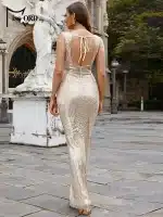 Robe de Cocktail Longue Dorée